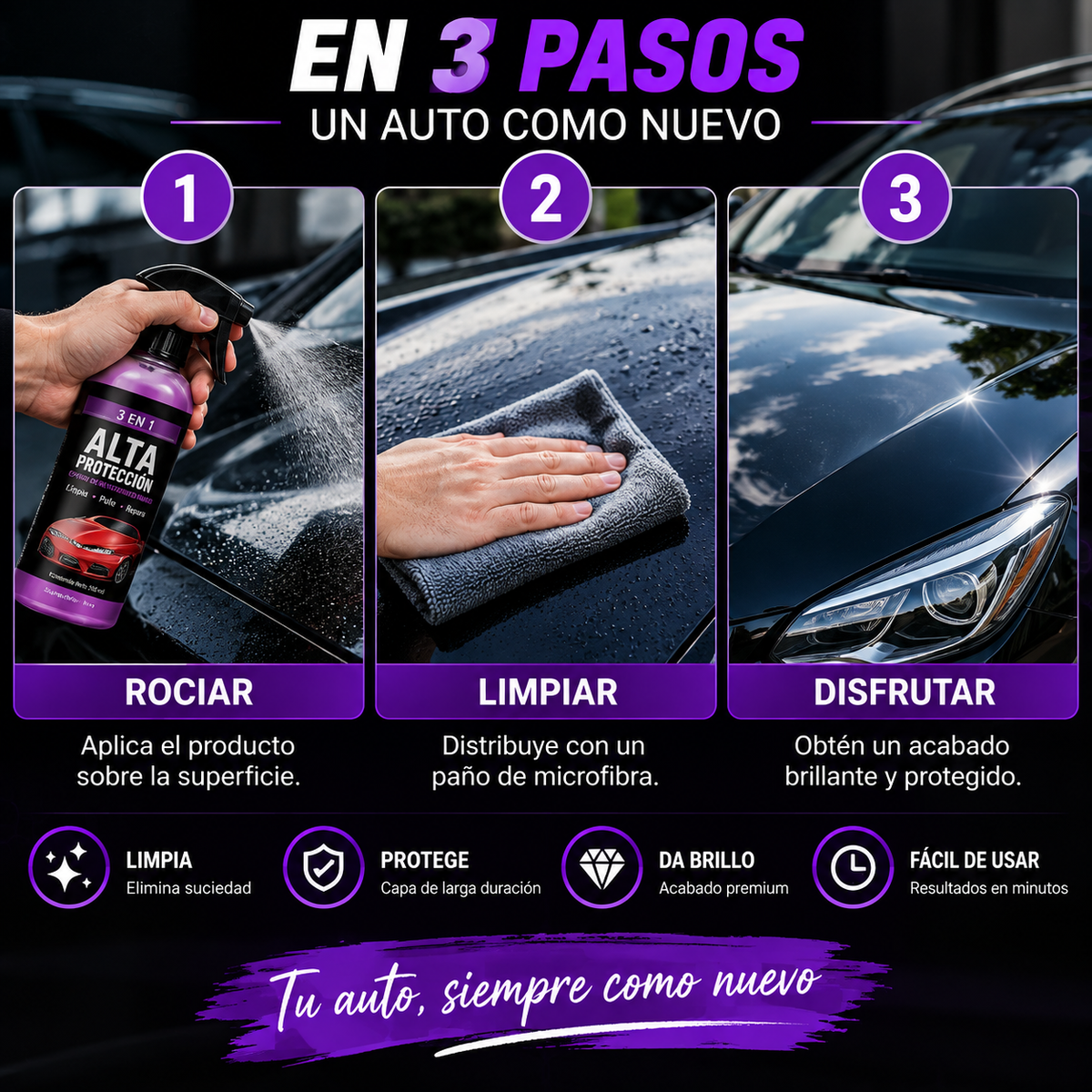 Protector Auto 3 en 1 Cera Spray 150 ml