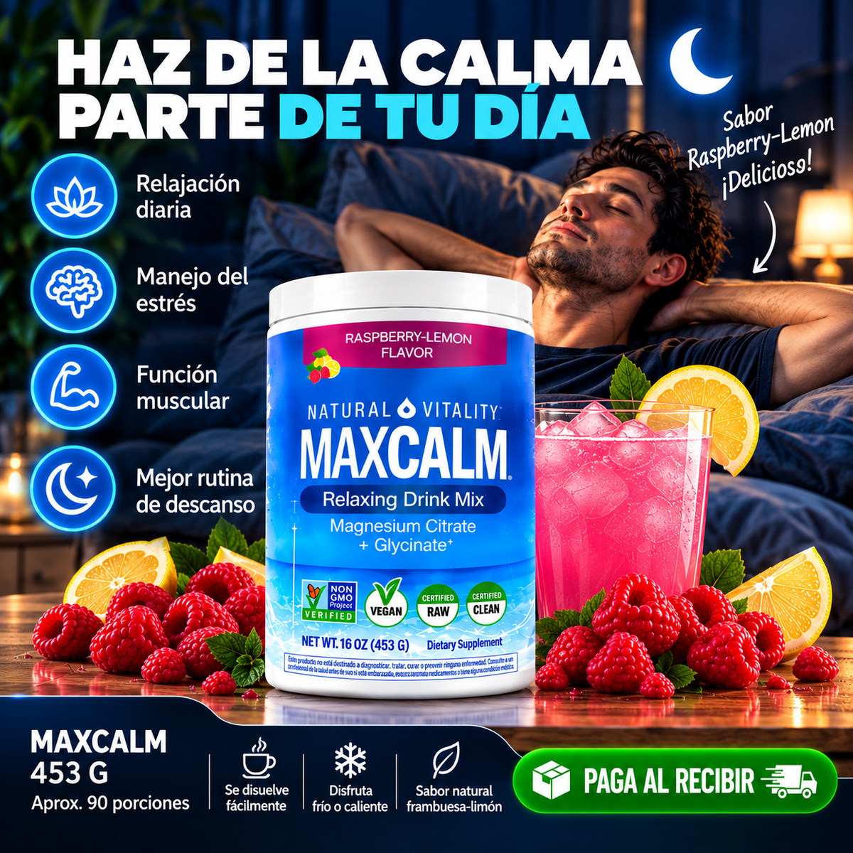 MAXCALM GLICINATO CITRATO MAGNESIO 453 G